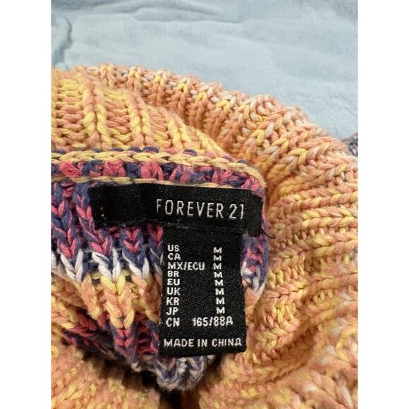 Forever 21 multicoloured striped cropped sweater with turtleneck Size M - Picture 3 of 4